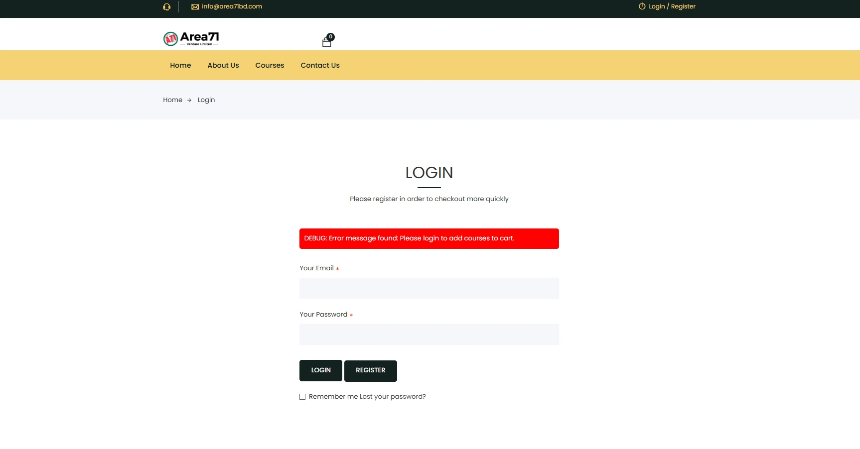 addto cart error without login