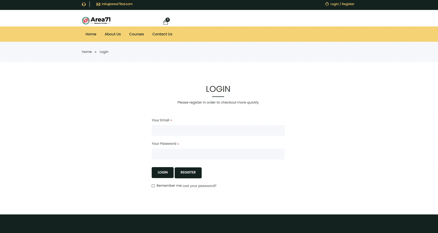 login or register page